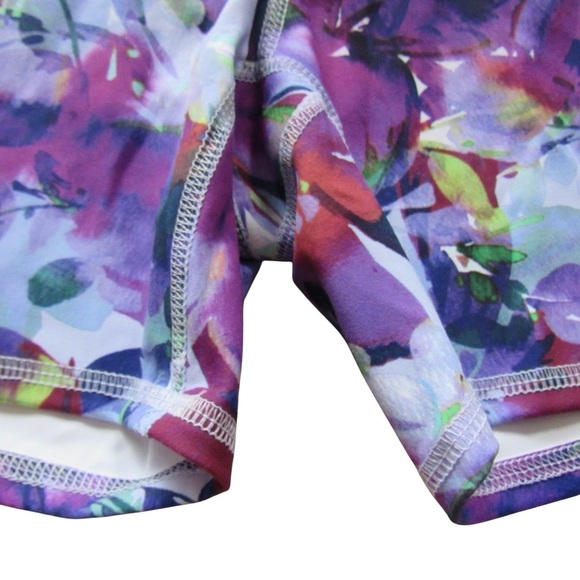 RBX Womens Purple Floral Active Shorts XL Gym Athletic Workout Activewear - Picture 4 of 9